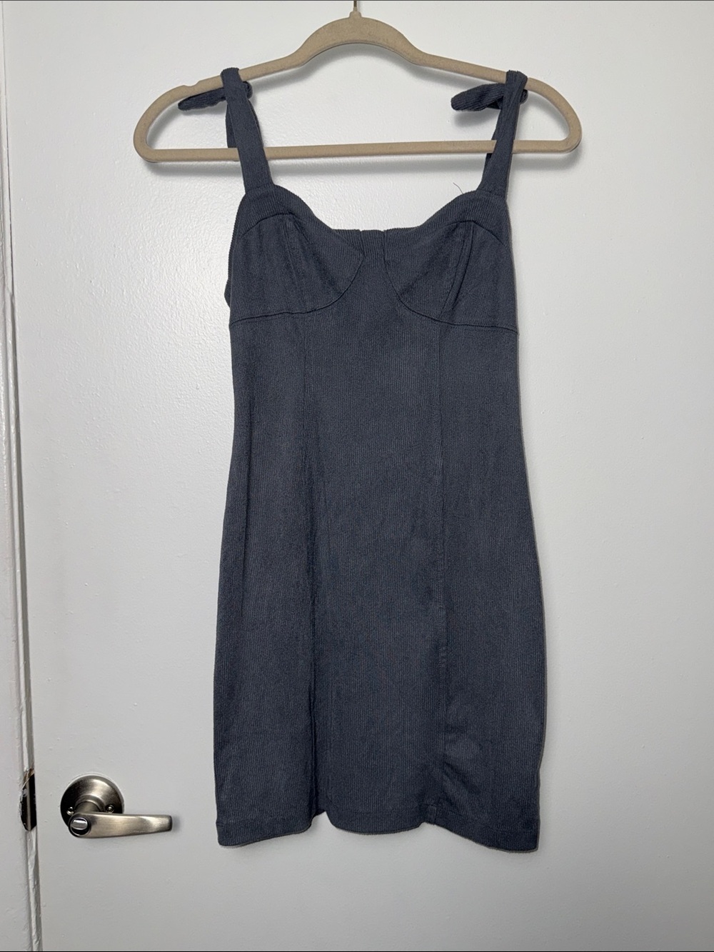 Free People Intimately Gray Something About You Mini Bodycon Tie Strap Dress - Picture 4 of 9